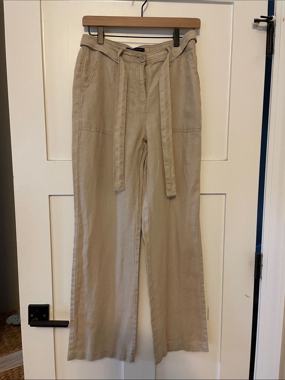 M&S Collection Flax Linen Pants with Belt